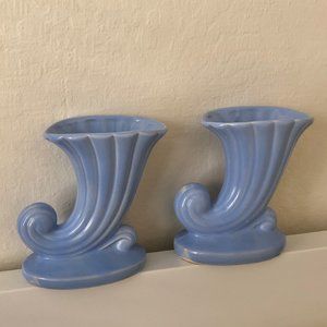 vintage cornucopia vases - set of 2